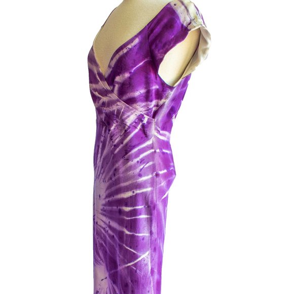 NEW long Maxi Silk dress Blue Pink Purple 8 10 12 - Picture 6 of 11